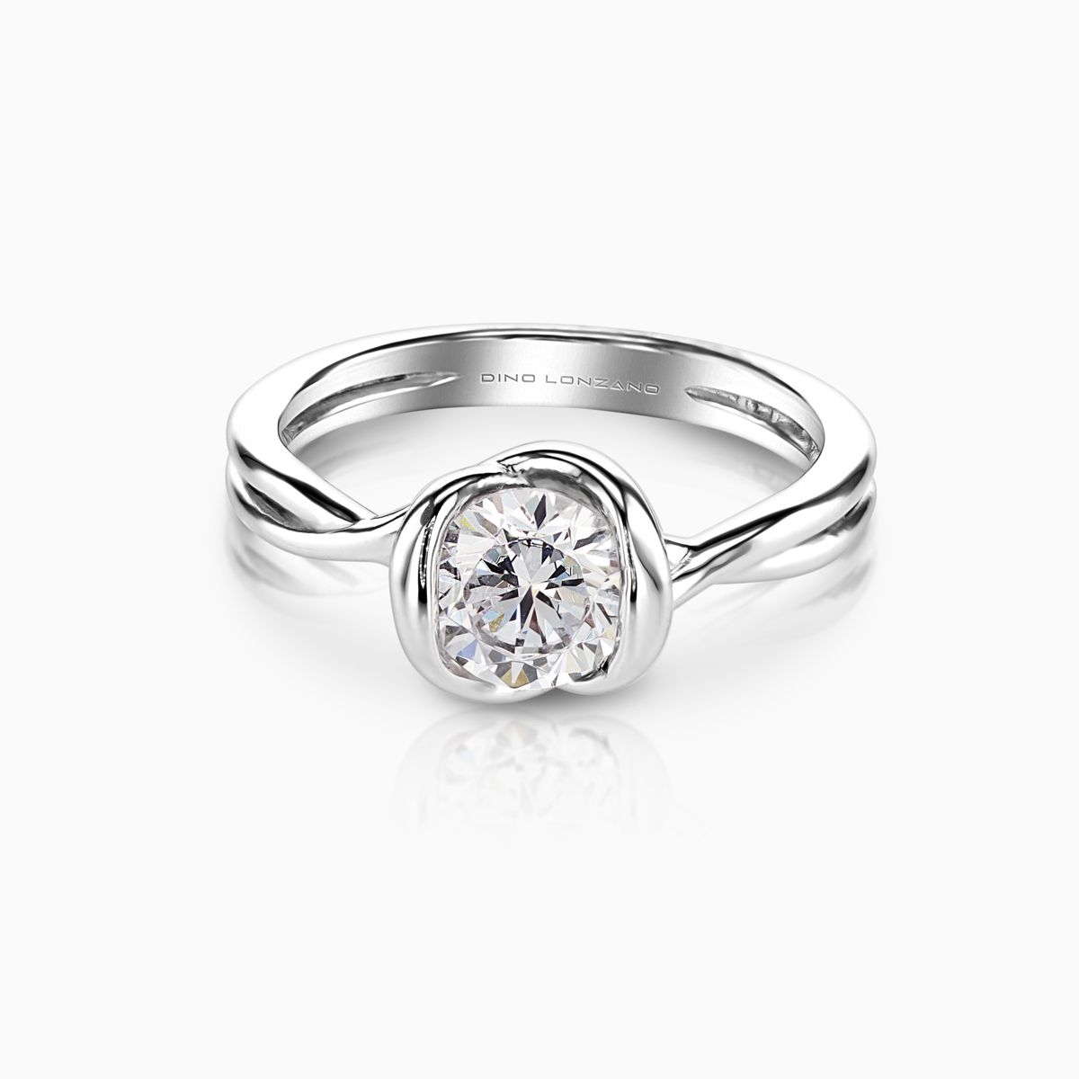 Dino Lonzano Knot Style Solitaire Engagement Ring, 18k White Gold