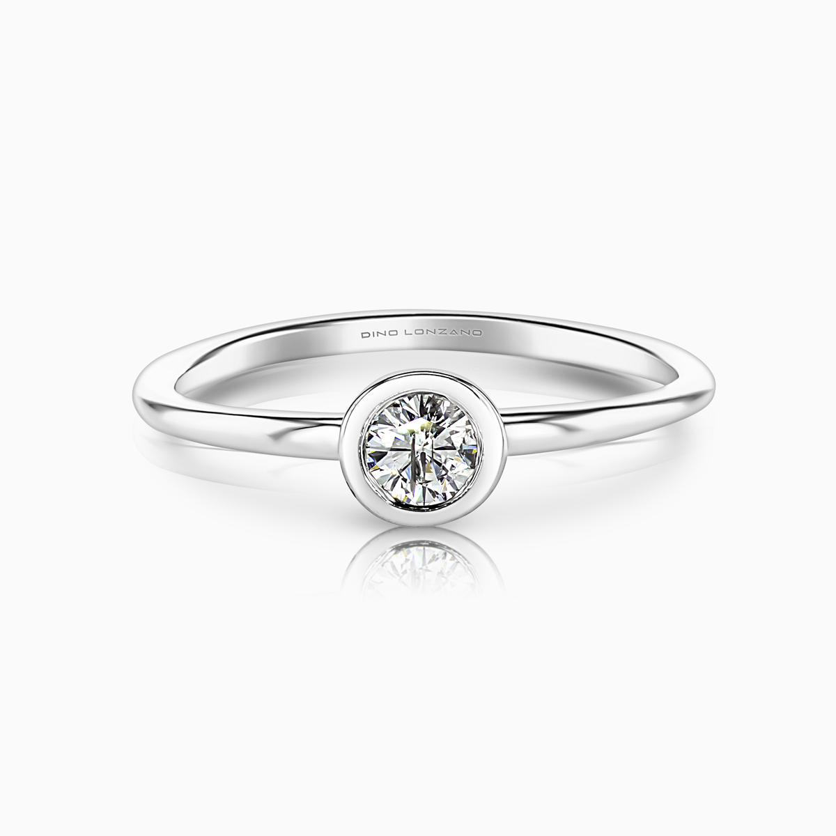 Vintage Bezel-set 0.25carat Diamond Solitaire Engagement Ring, 14k White Gold