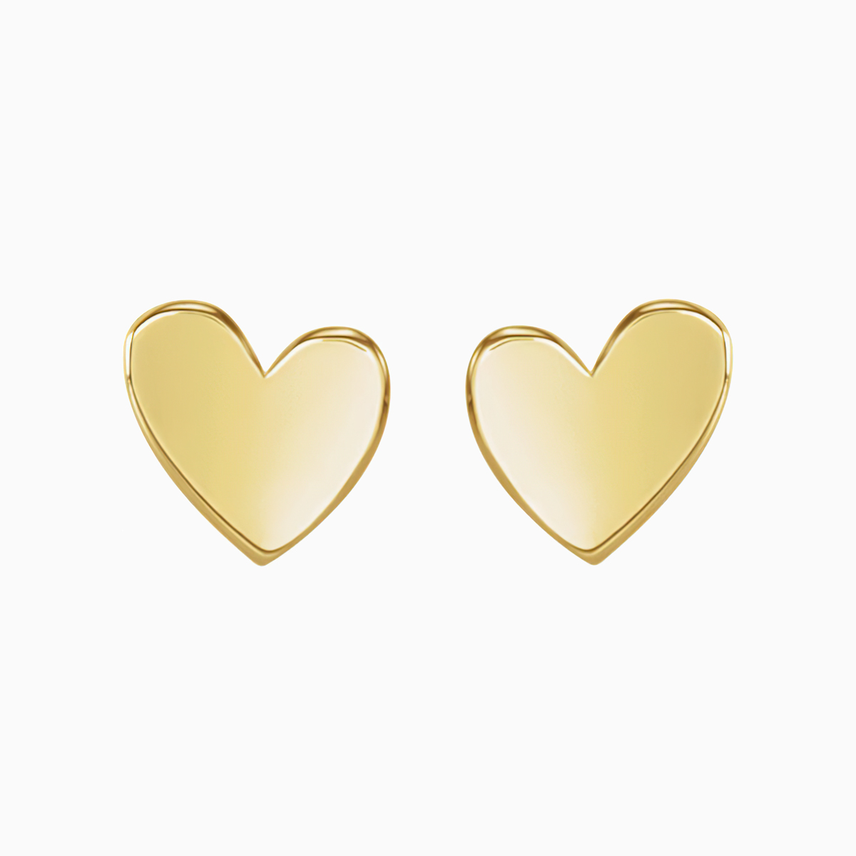 Asymmetrical Heart Stud Earrings, 14k Yellow Gold