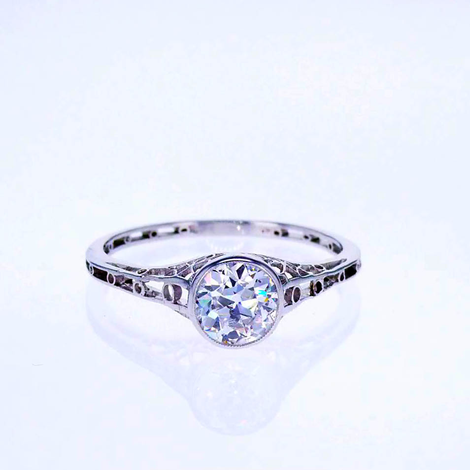 White Sapphire Engagement Ring with Diamond Halo