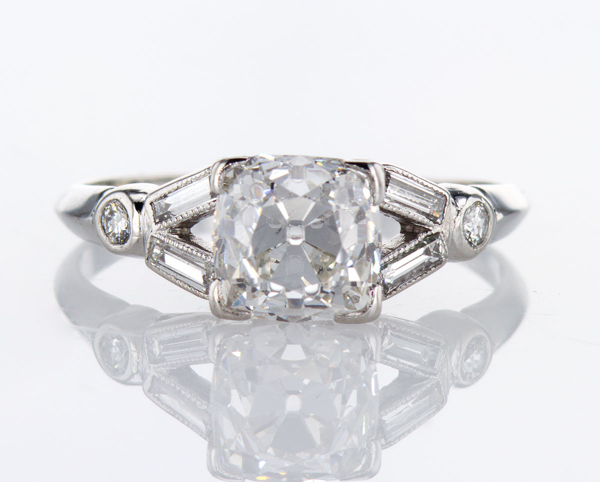 White Sapphire Engagement Ring with Diamond Halo