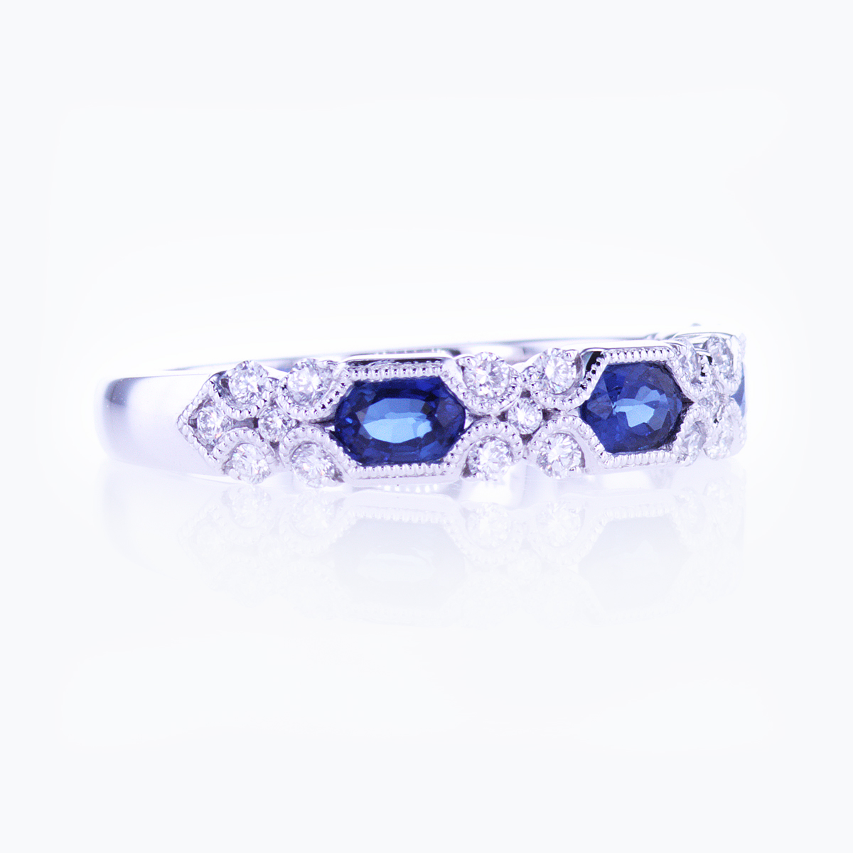 Luna Blue Sapphire and Diamond Wedding Ring