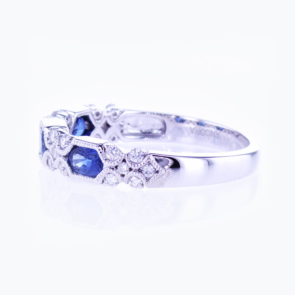 Luna Blue Sapphire and Diamond Wedding Ring