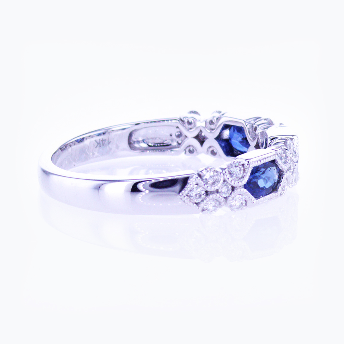 Luna Blue Sapphire and Diamond Wedding Ring