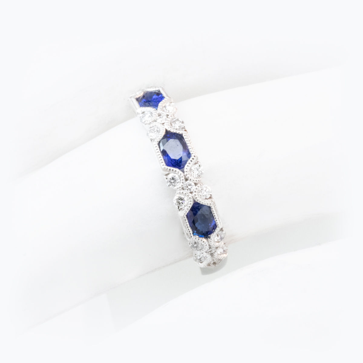 Luna Blue Sapphire and Diamond Wedding Ring