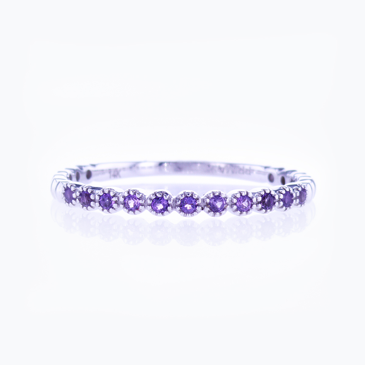 Floating Natural Amethyst Band Ring