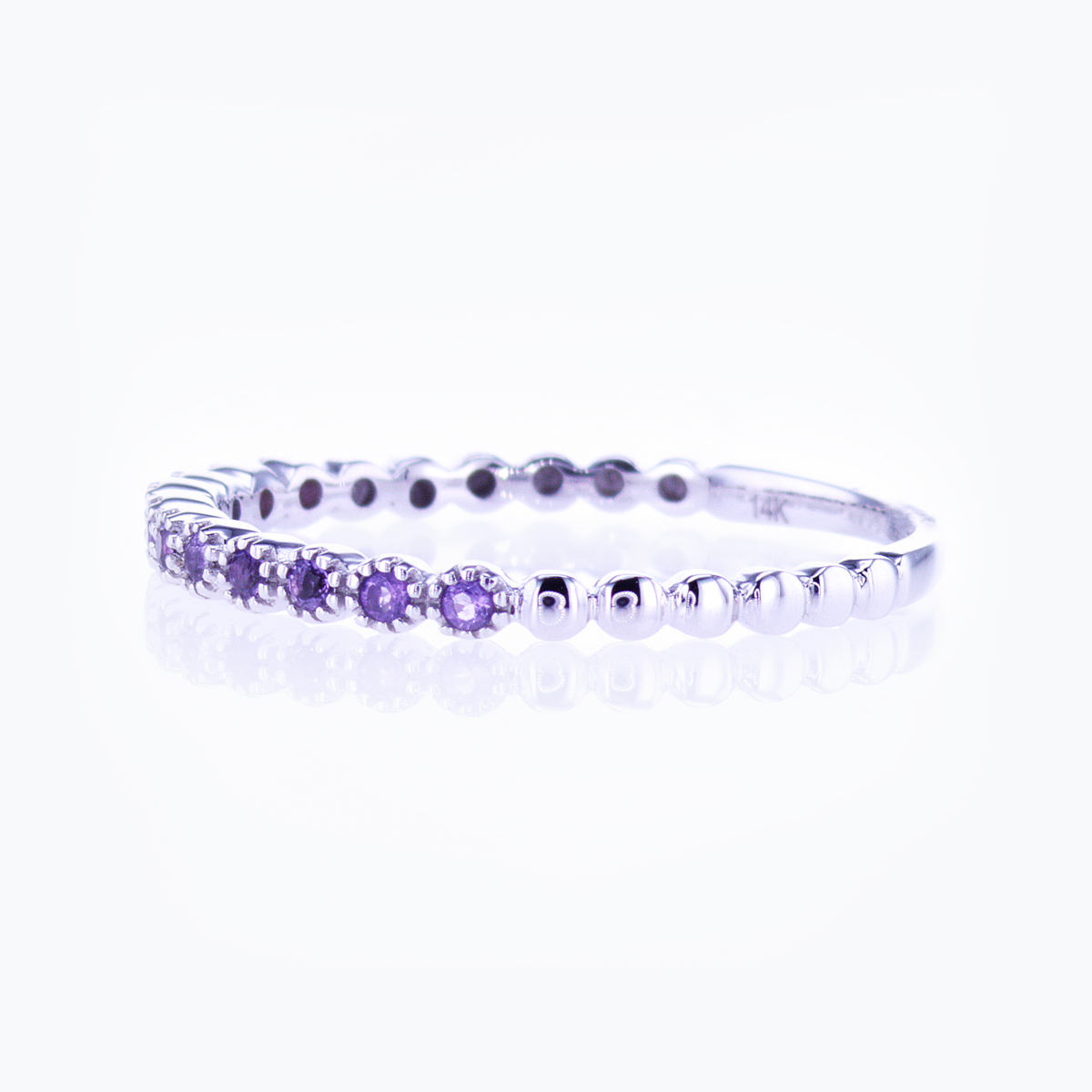 Floating Natural Amethyst Band Ring