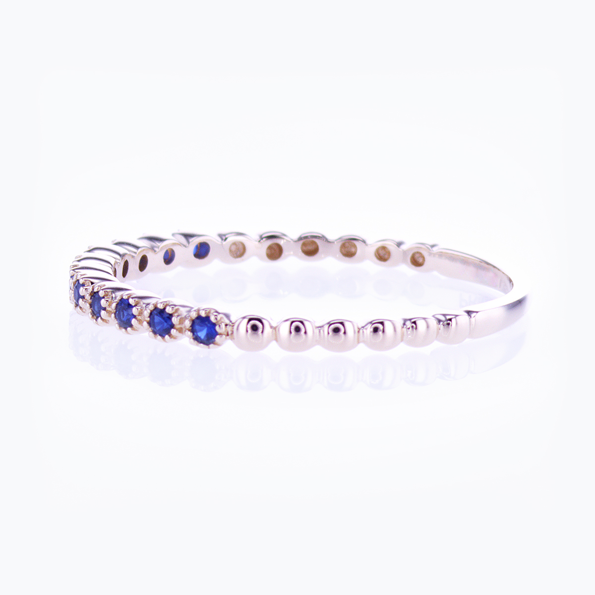 Floating Natural  Blue Sapphire Band Ring