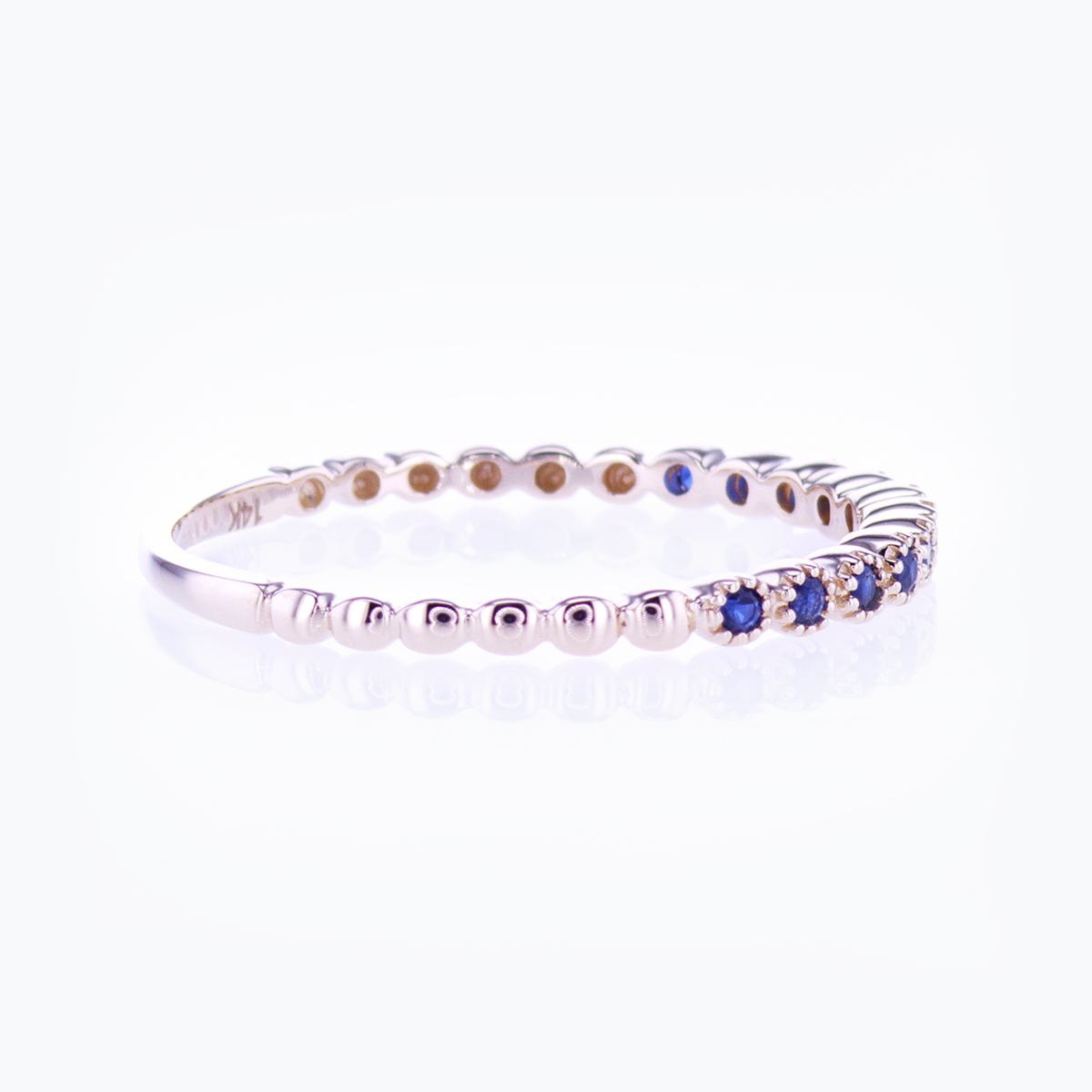 Floating Natural  Blue Sapphire Band Ring