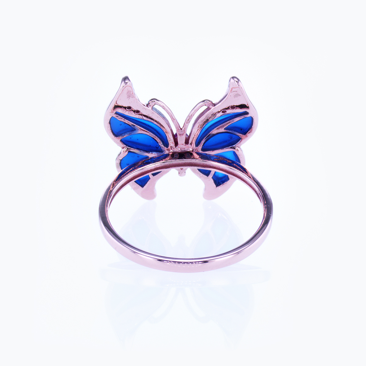 Diamond accented Gemstone Enamel  Butterfly Ring