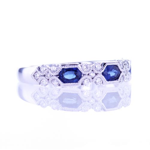 Luna Blue Sapphire and Diamond Wedding Ring