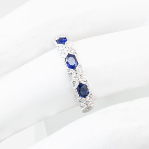 Luna Blue Sapphire and Diamond Wedding Ring