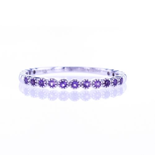 Floating Natural Amethyst Band Ring