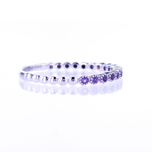 Floating Natural Amethyst Band Ring