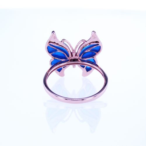 Diamond accented Gemstone Enamel  Butterfly Ring