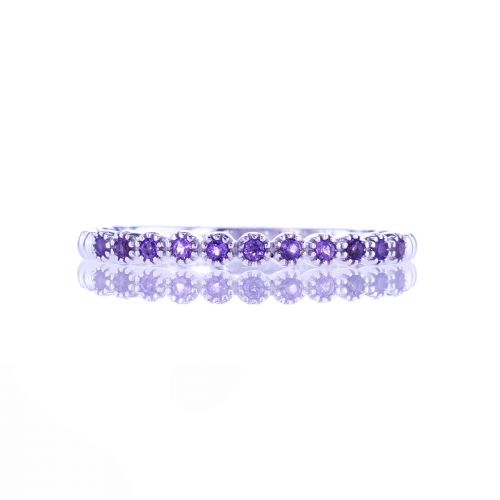 Floating Natural Amethyst Band Ring