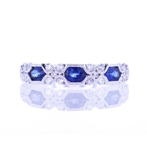 Luna Blue Sapphire and Diamond Wedding Ring