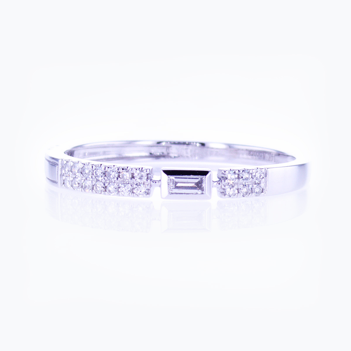 Double Diamond Row Wedding Band