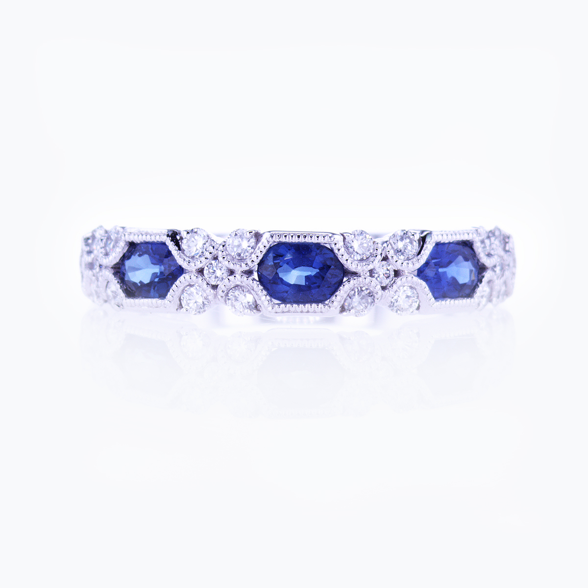 Luna Blue Sapphire and Diamond Wedding Ring