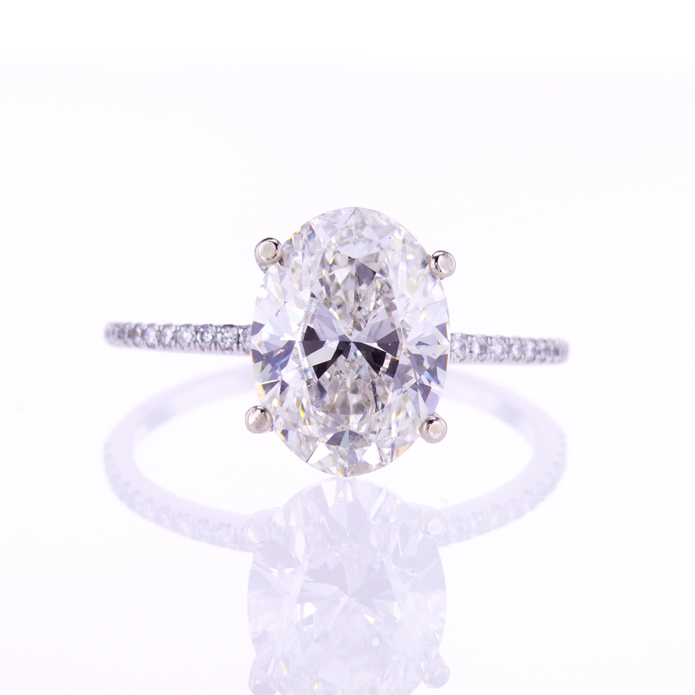 3.01-Carat Oval Lab-Crated Diamond Engagement Ring