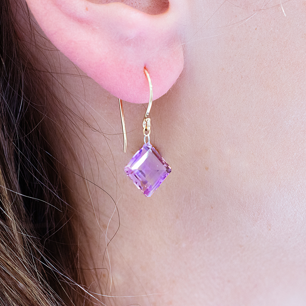 Square Ametrine Dangle Earrings