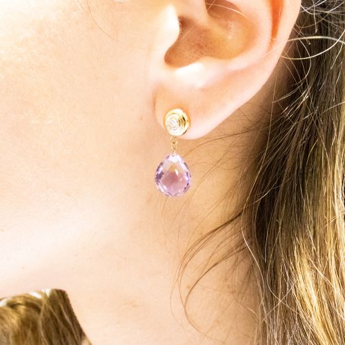 Gemstone and Diamond Dangle Earrings