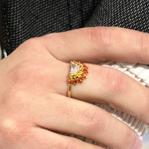 Dino Lonzano Luna Diamond Ring with Padparadscha Sapphires