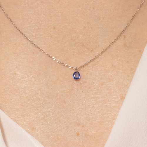 Blue Sapphire Teardrop Necklace