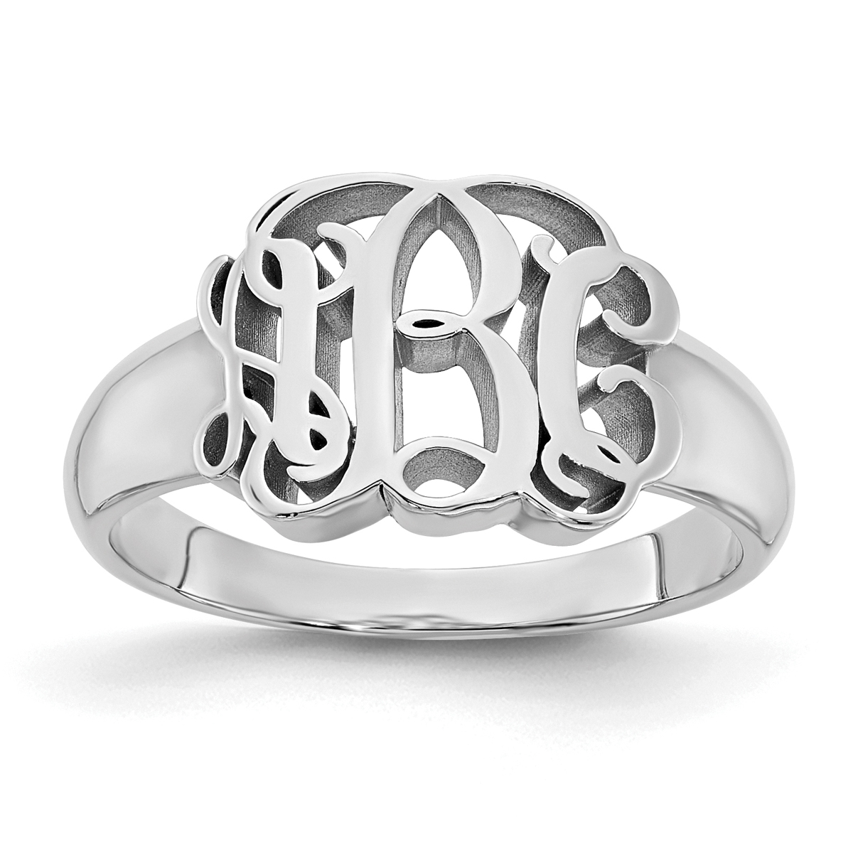 Personalized Cursive Letter Monogram Ring