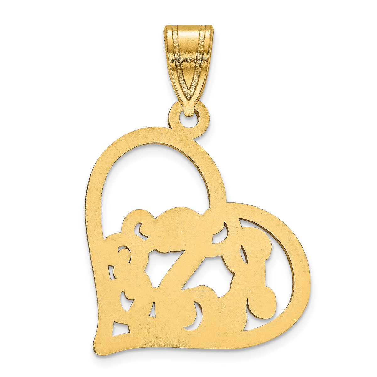 Openwork Cursive Letter Monogram Heart Pendant and Chain