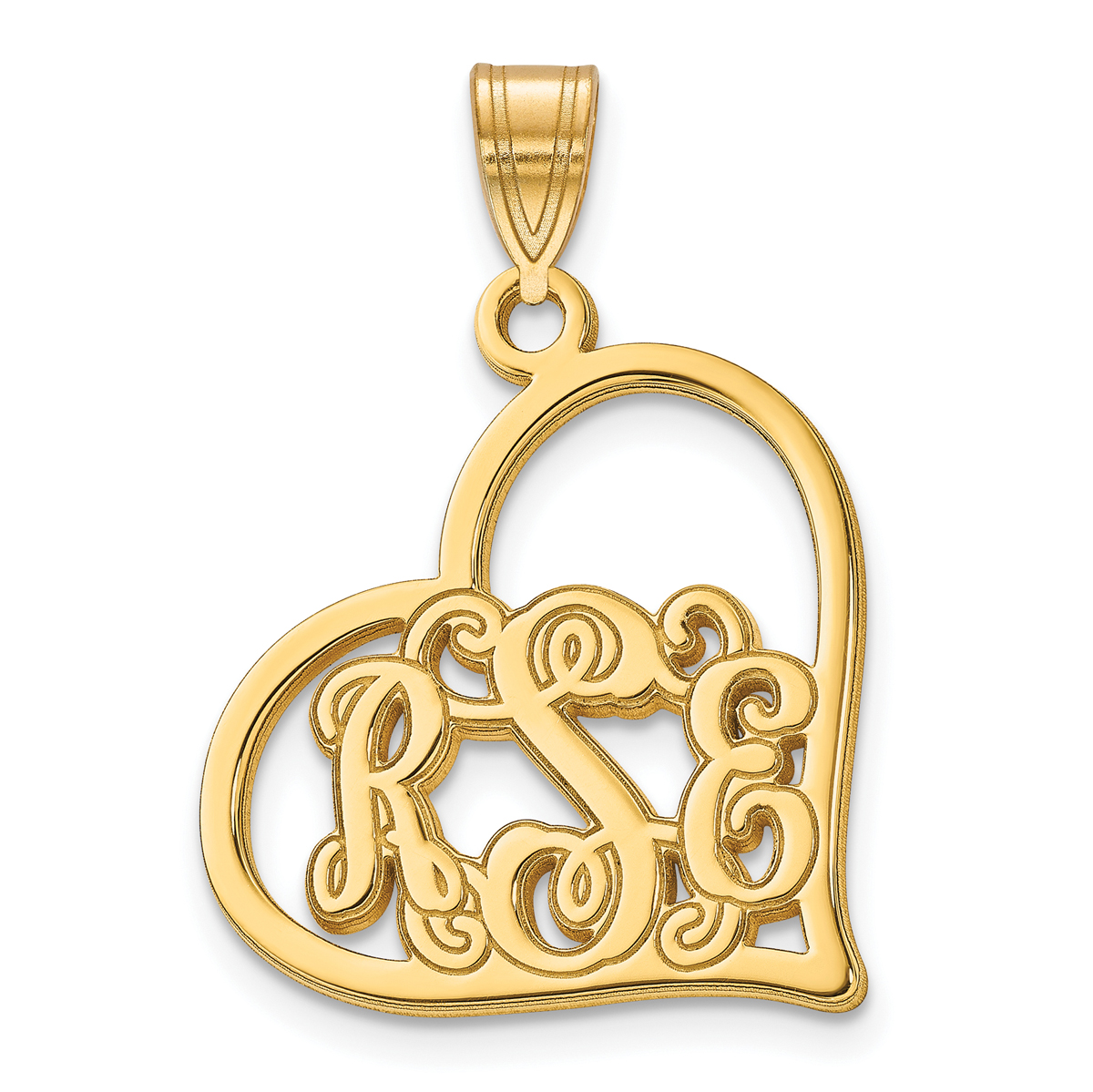 Openwork Cursive Letter Monogram Heart Pendant and Chain