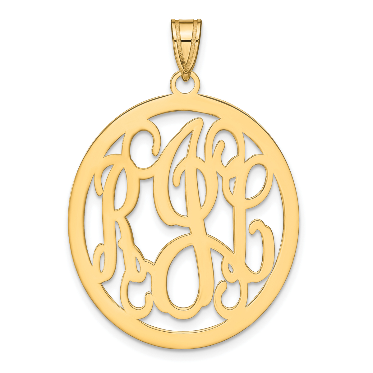 Openwork Cursive Font Oval Monogram Pendant