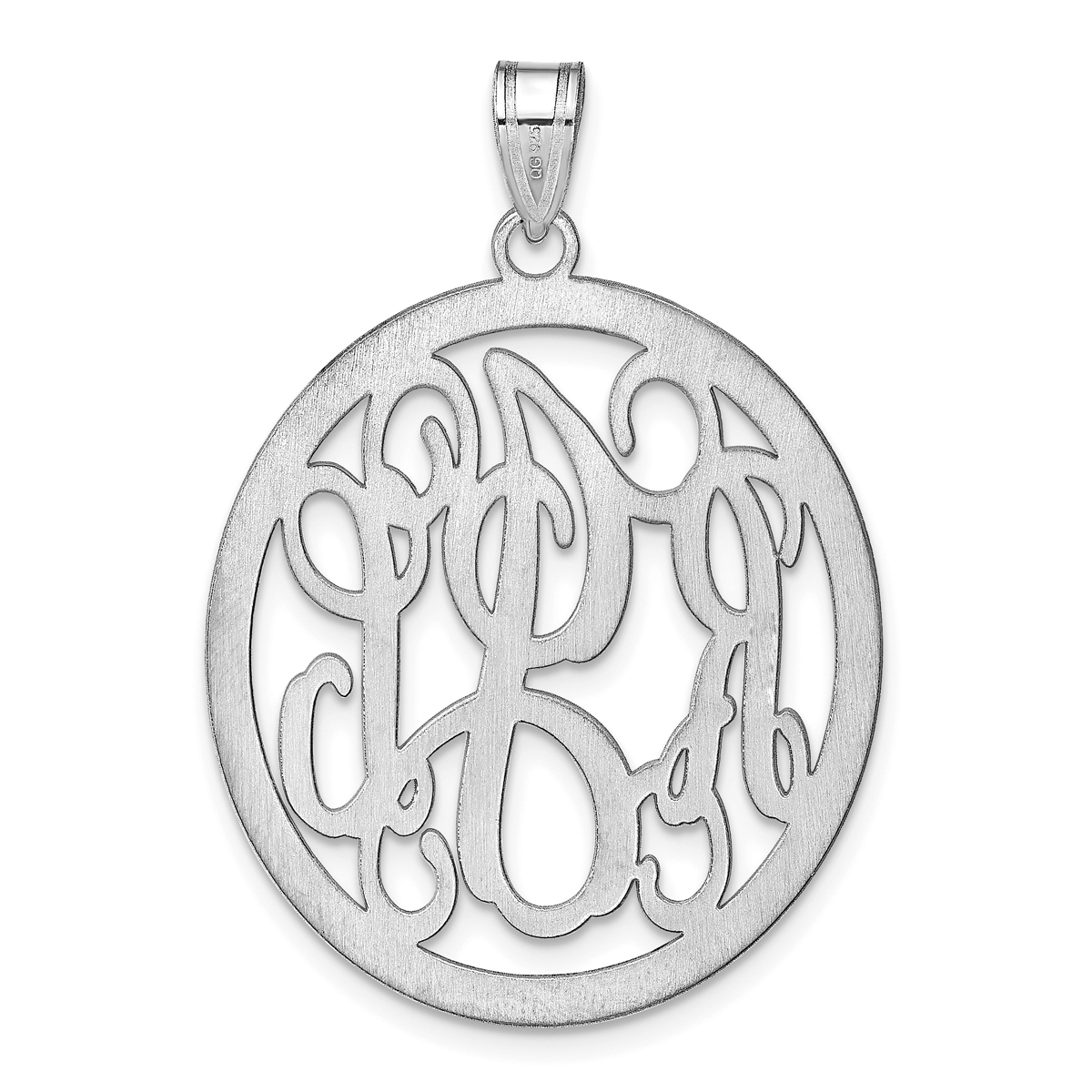 Openwork Cursive Font Oval Monogram Pendant