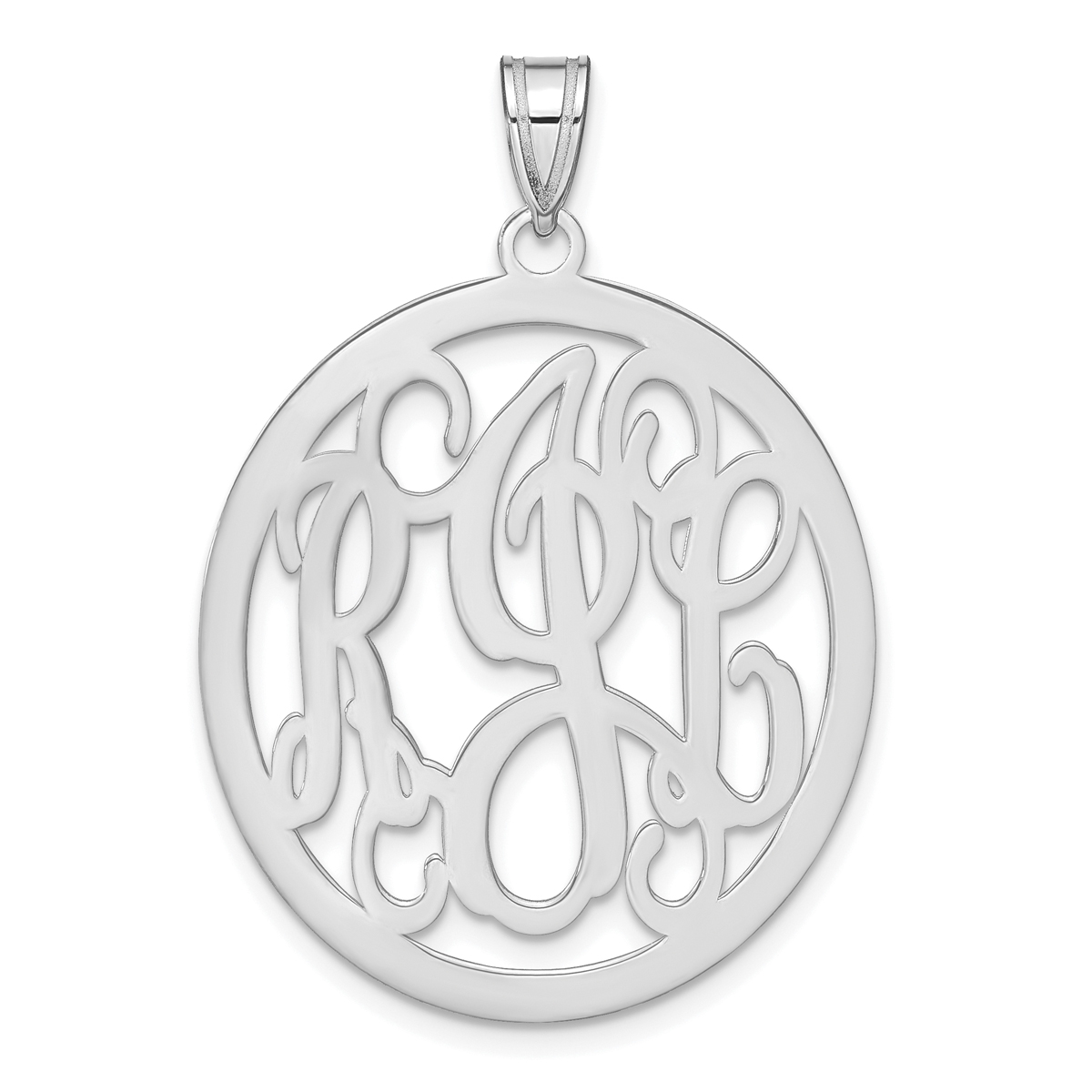 Openwork Cursive Font Oval Monogram Pendant