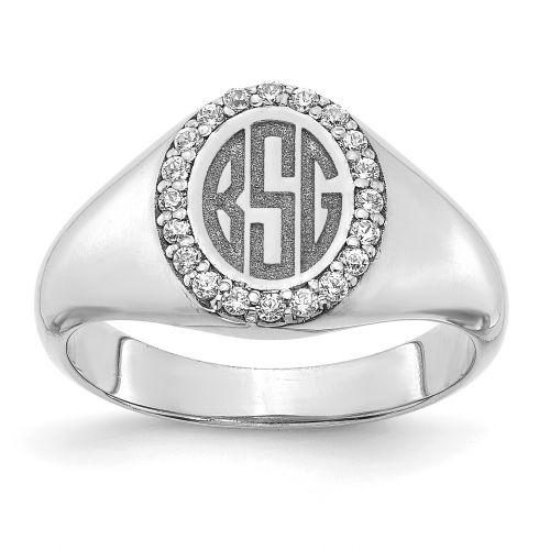 Diamond Accented Monogram Signet Ring