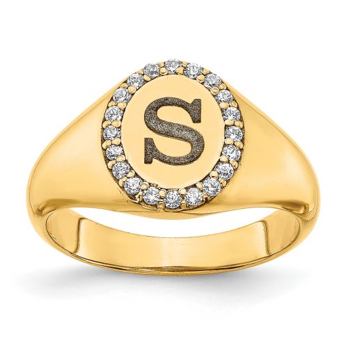 Classic Oval Signet Ring with Diamond Accents