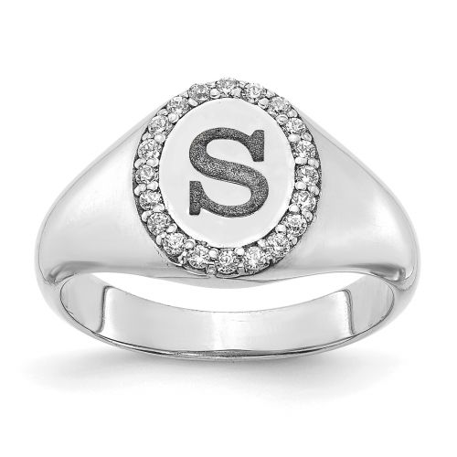 Classic Oval Signet Ring with Diamond Accents