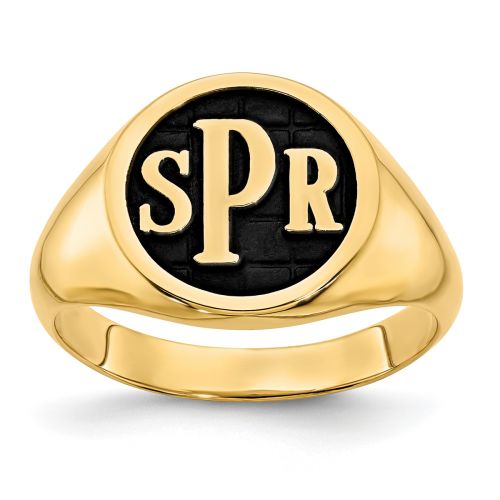 Enameled Background Monogram Signet Ring