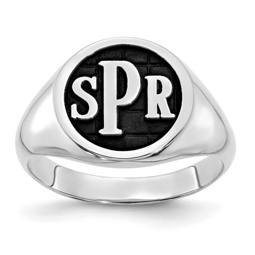 Enameled Background Monogram Signet Ring