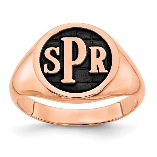 Enameled Background Monogram Signet Ring