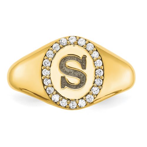 Classic Oval Signet Ring with Diamond Accents