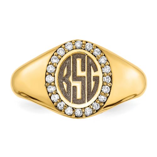 Diamond Accented Monogram Signet Ring