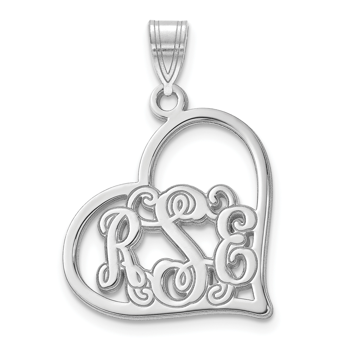 Openwork Cursive Letter Monogram Heart Pendant and Chain