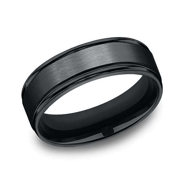 Black Cobalt Chrome 7mm Comfort-Fit Design Men's Wedding Band