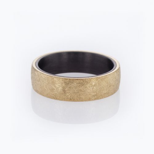 Tantalum inlay 14k Yellow Gold Men's Wedding Band