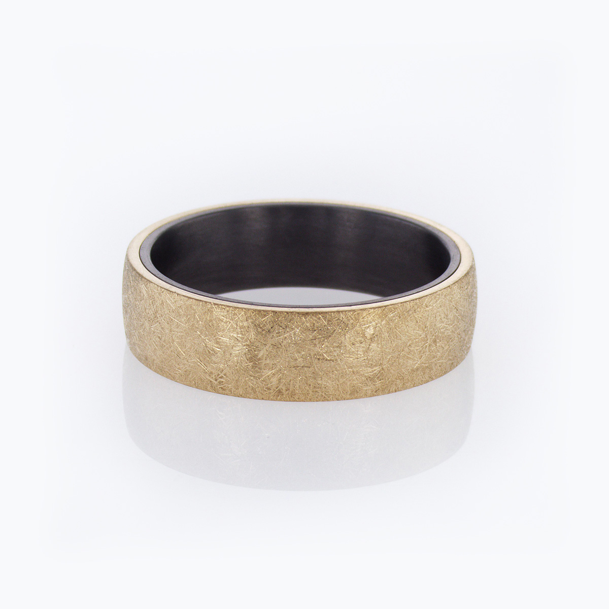 Tantalum inlay 14k Yellow Gold Men's Wedding Band