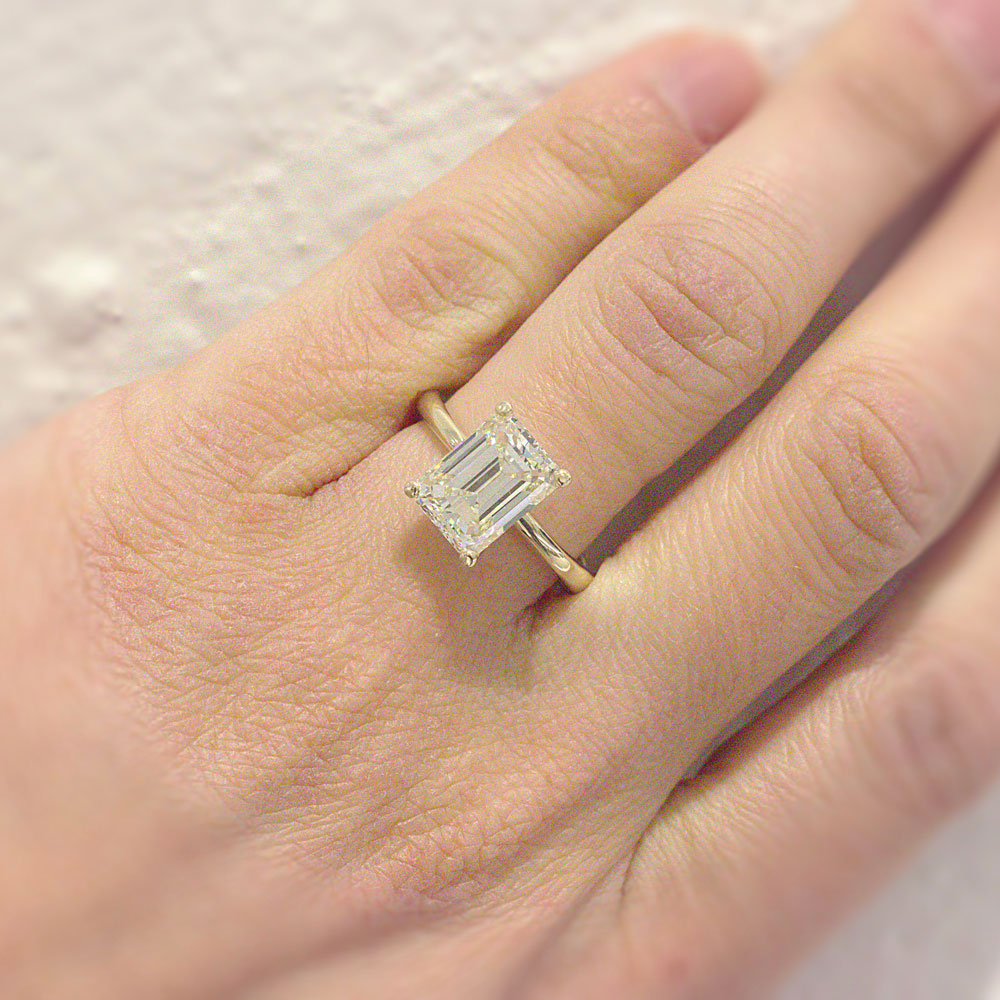 Dino Lonzano Solitaire Engagement Ring with Emerald Cut Diamond