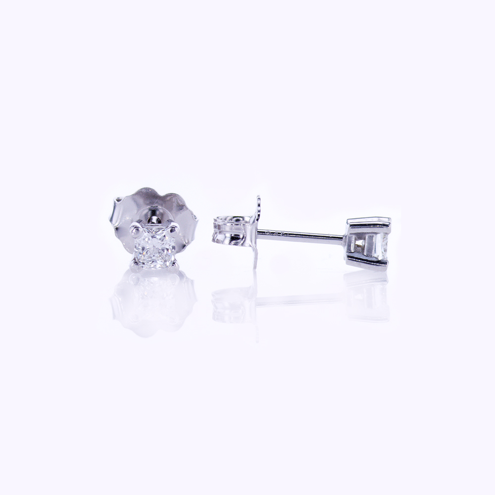 Cushion Cut Diamond Stud Earrings, 0.25cttw