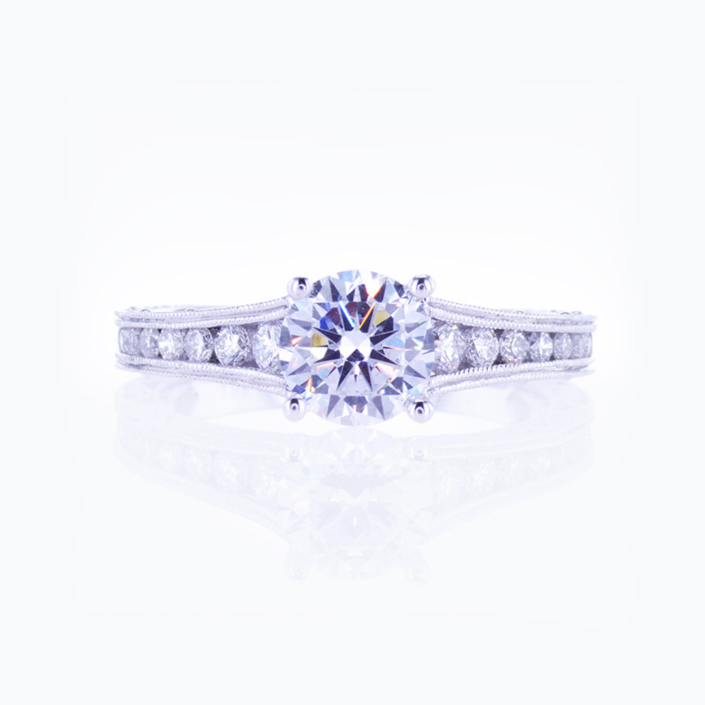 Diamond accented Cathedral Setting Engagement Ring