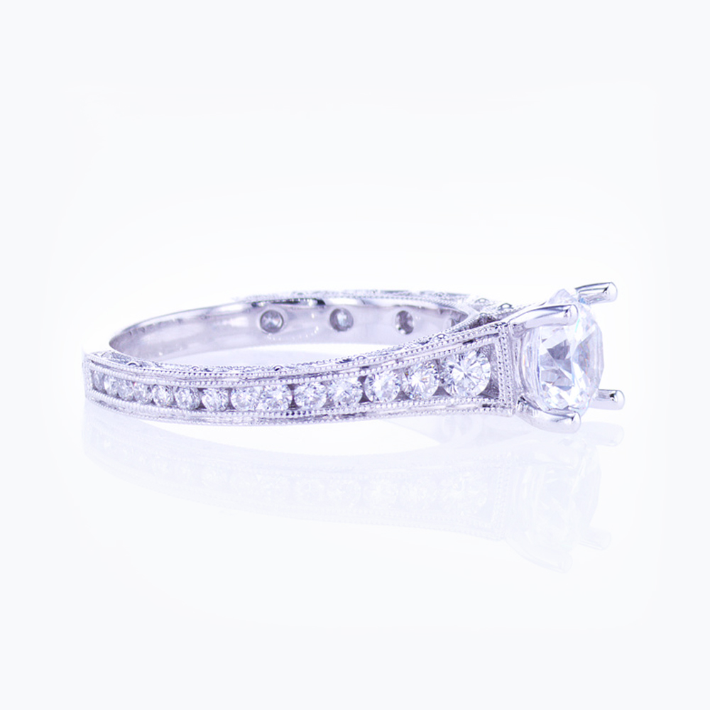 Diamond accented Cathedral Setting Engagement Ring